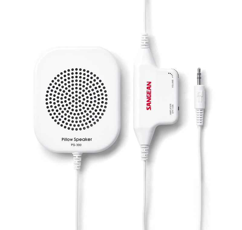 SANGEAN سماعة وسادة سانجيان PS-300 مع تحكم في مستوى الصوت ومكبر صوت (أبيض) - Image 2